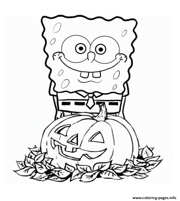 Spongebob Squarepants Pumpkin Halloween Coloring Pages Printable