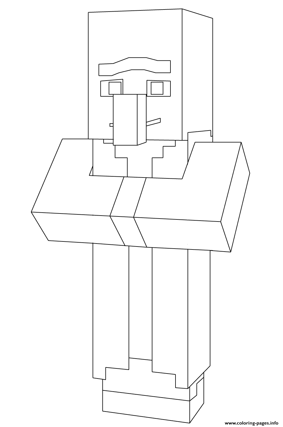 Minecraft Villager Coloring Pages Printable Ukup