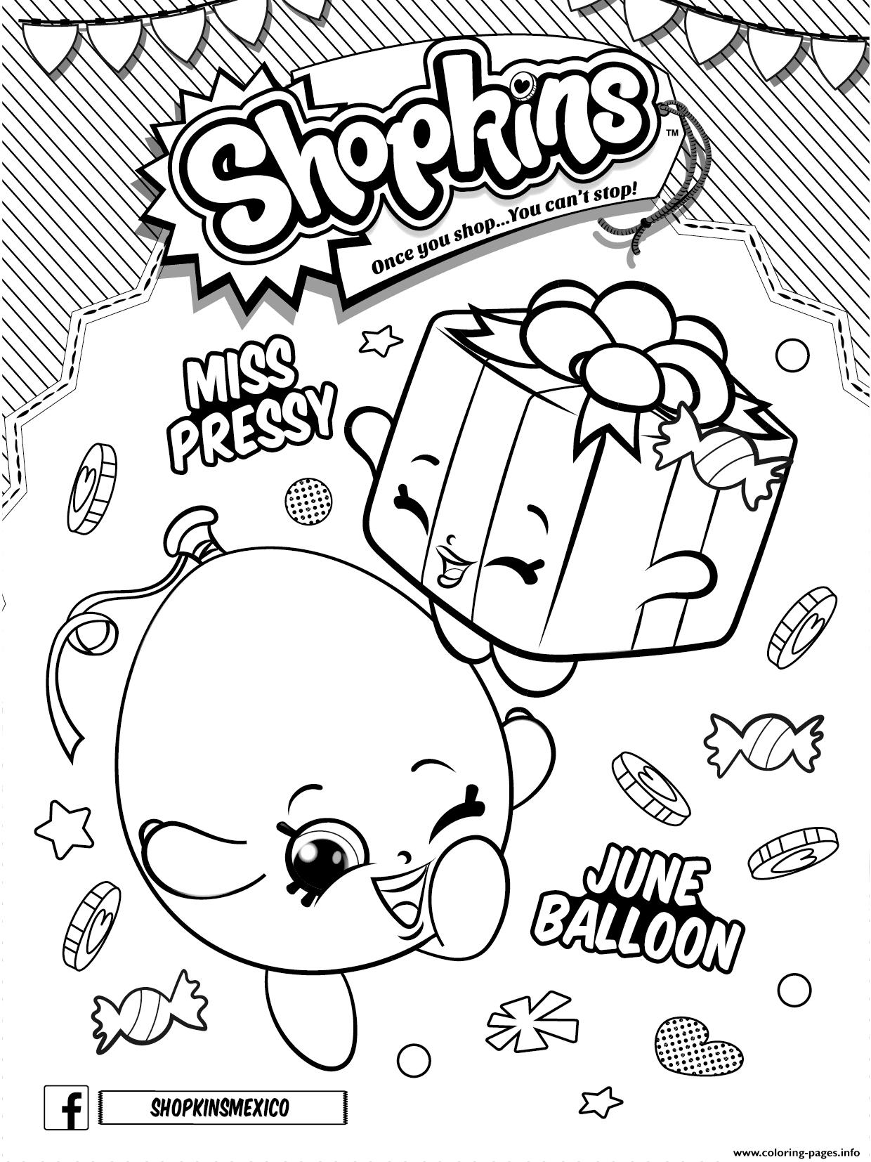 Shopkins Party Pressy June Balloon Coloring Pages Printable Birthday
