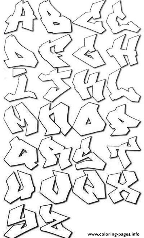 Graffiti Alphabet Bubble Letters Coloring Pages Printable