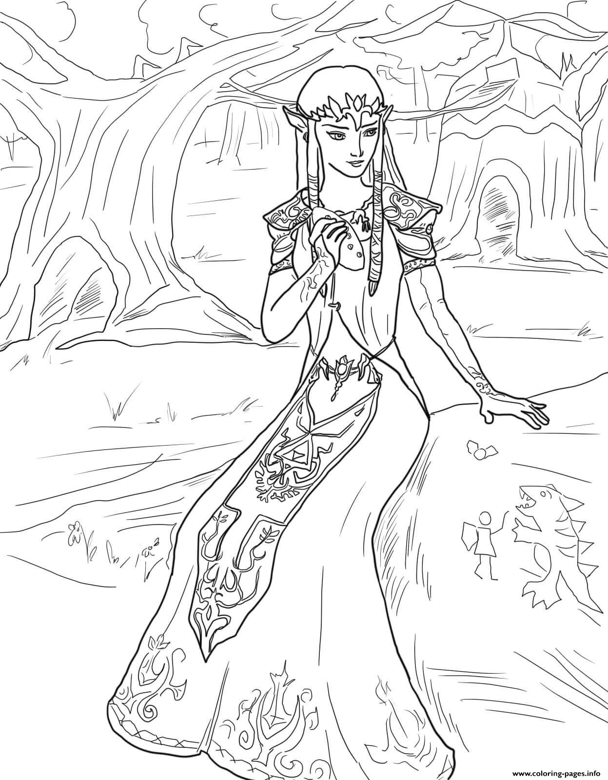 Princess Zelda Coloring Pages Printable Adults