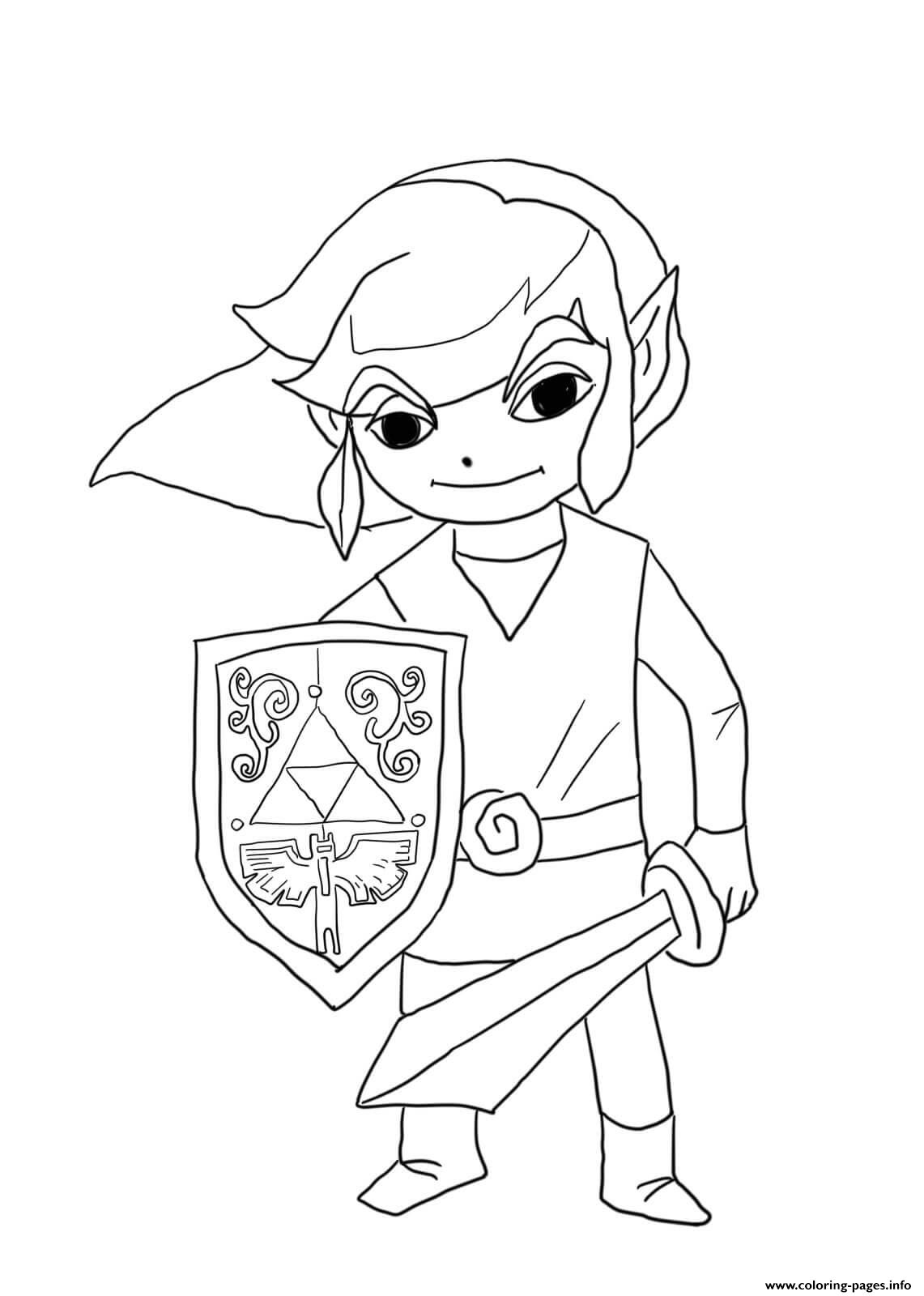 Link From Legend Of Zelda Wind Waker Coloring Pages Printable