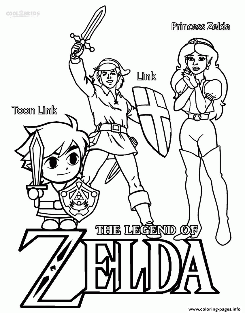 Toon Link Princess Zelda Coloring Pages Printable