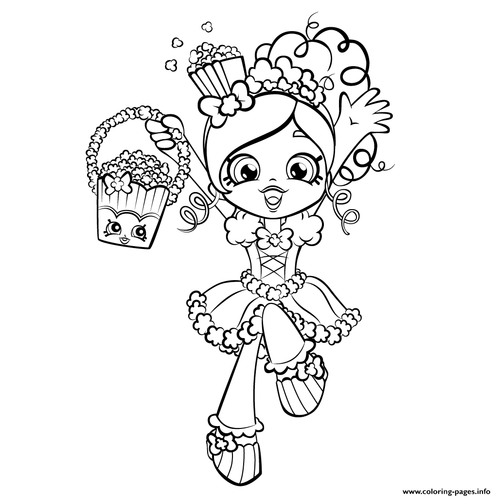 Happy Shopkins Shoppies Popcorn Coloring Pages Printable
