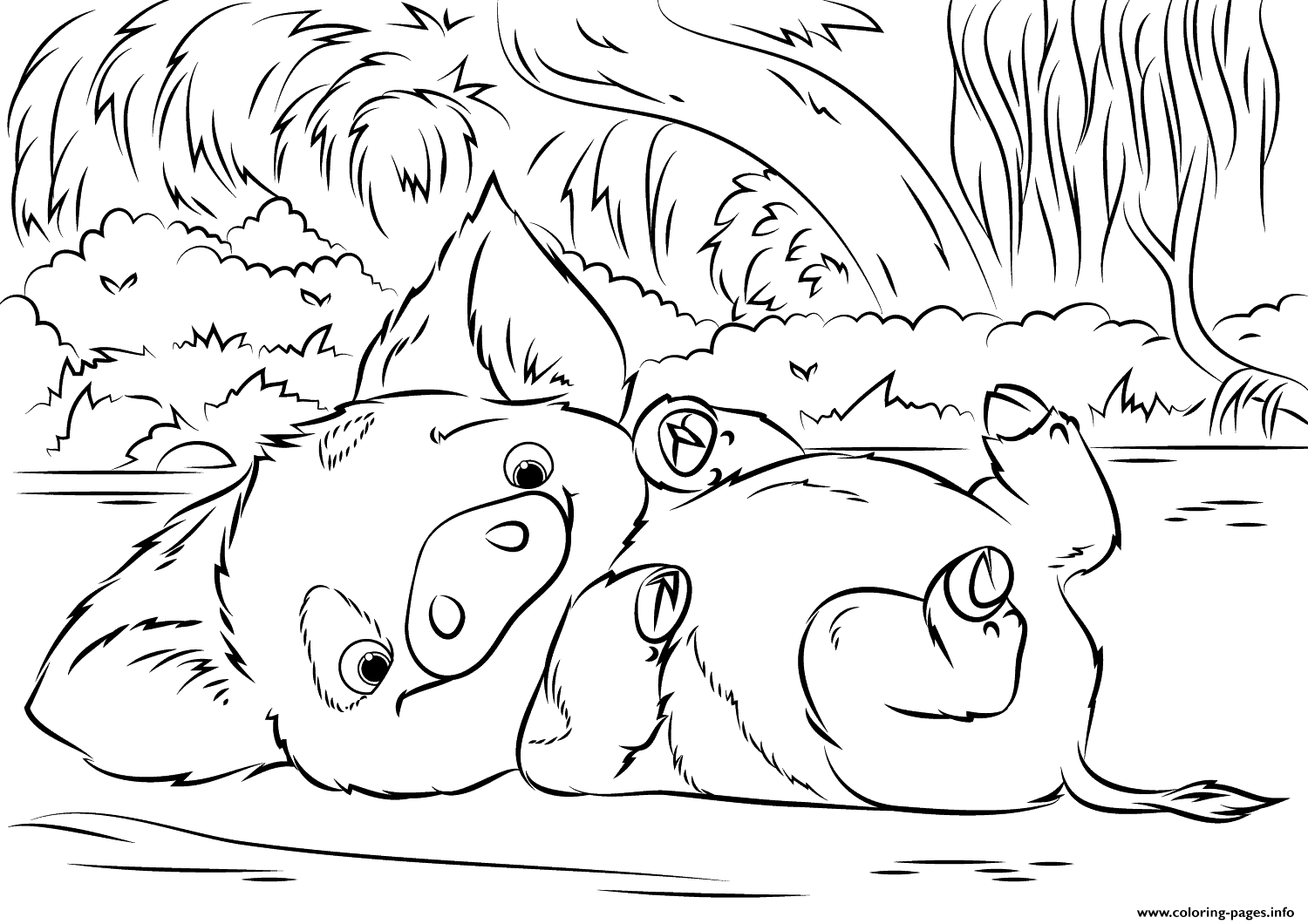 Pua Pet Pig Moana Disney Coloring Pages Printable Print Download