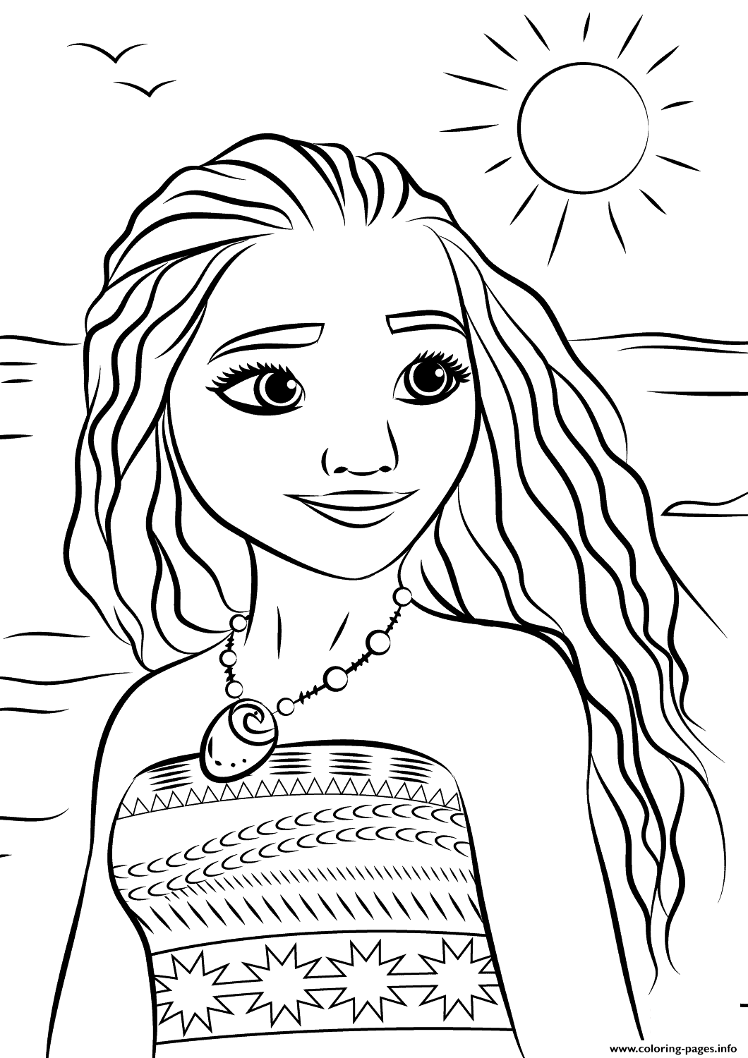 Princess Moana Portrait Disney Coloring Pages Printable