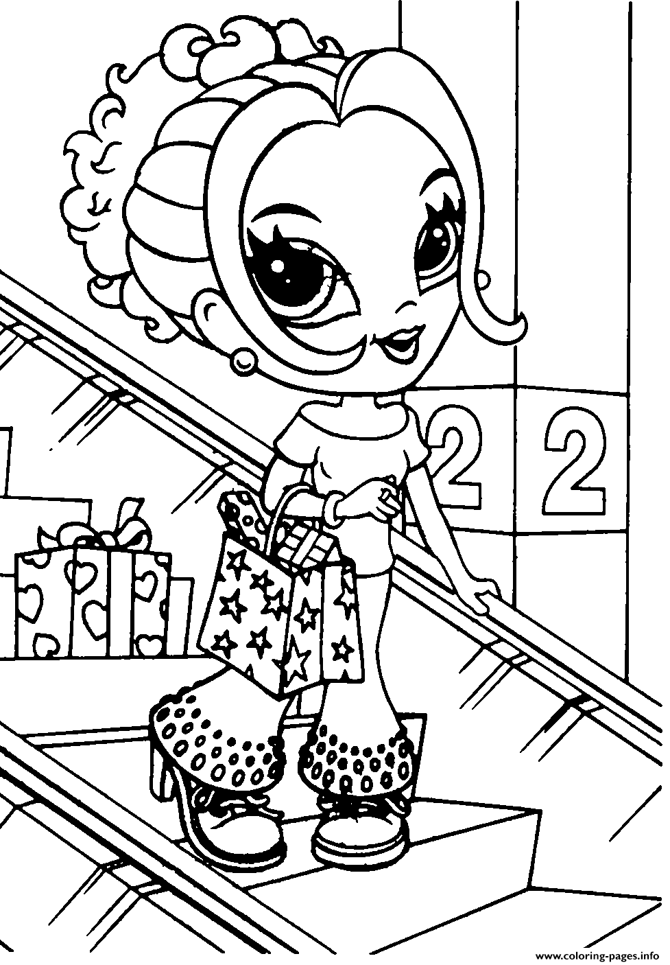 Beauty Lisa Frank Is Going To Shopping coloring pages Print Download