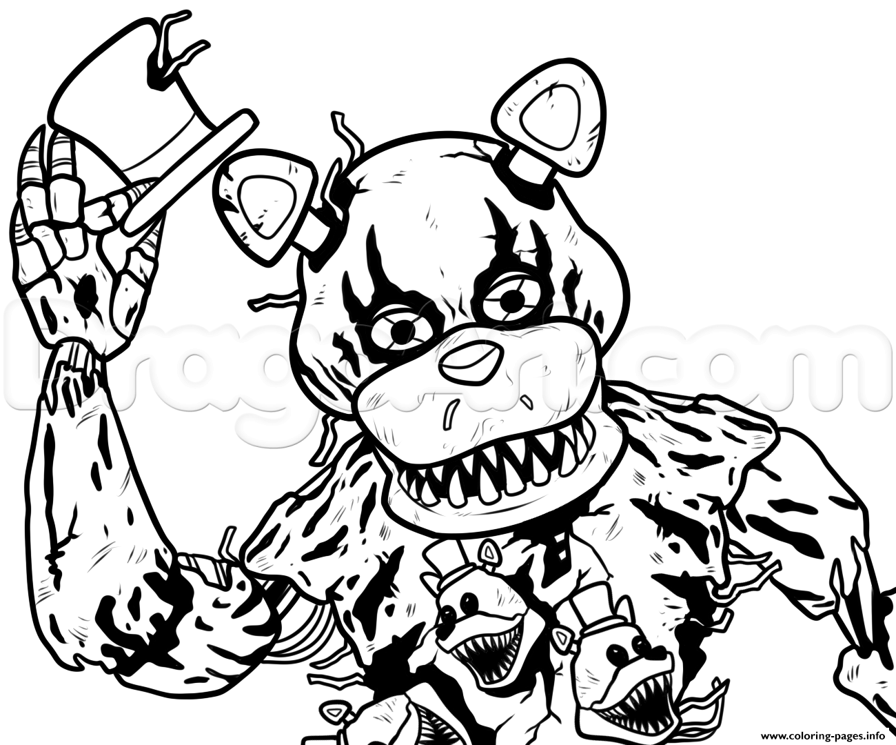 Draw Nightmare Freddy Fazbear Fnaf Coloring Pages Printable