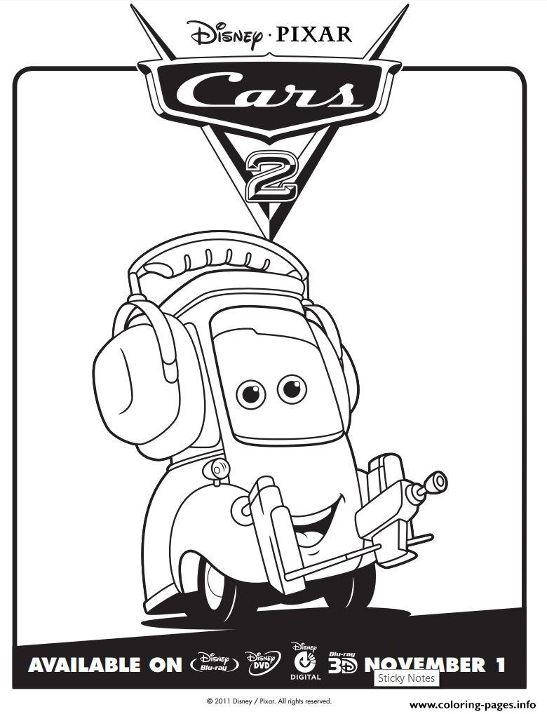 Cars 2 Movie Chuck Disney Coloring Pages Printable Print Download