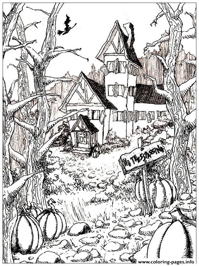 Coloring Pages Adults Homes Haunted House Asc Halloween Adult Pumpkins