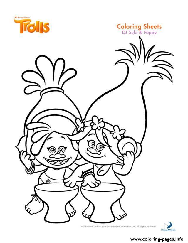 Dj Suki Poppy Trolls Coloring Pages Printable Princess