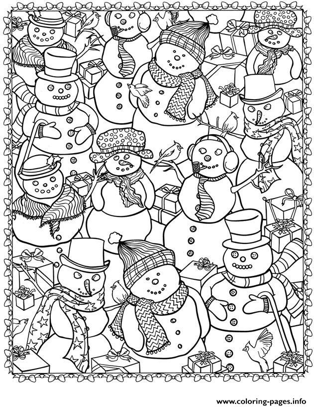 Adult Christmas Snowman Coloring Pages Printable