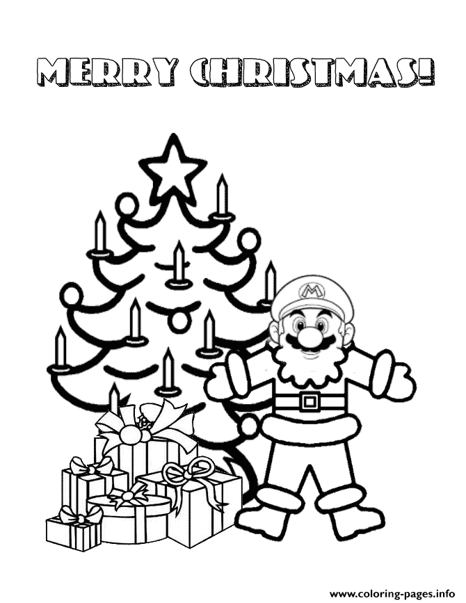 Christmas Santa Mario Coloring Pages Printable