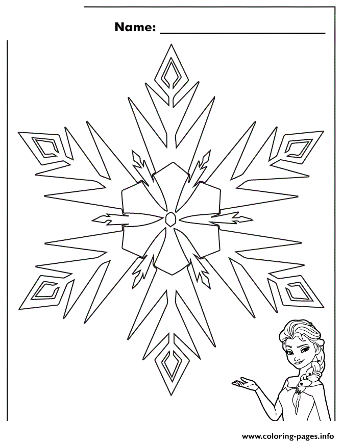 Elsa Frozen Snowflake Colouring Page Coloring Pages Printable