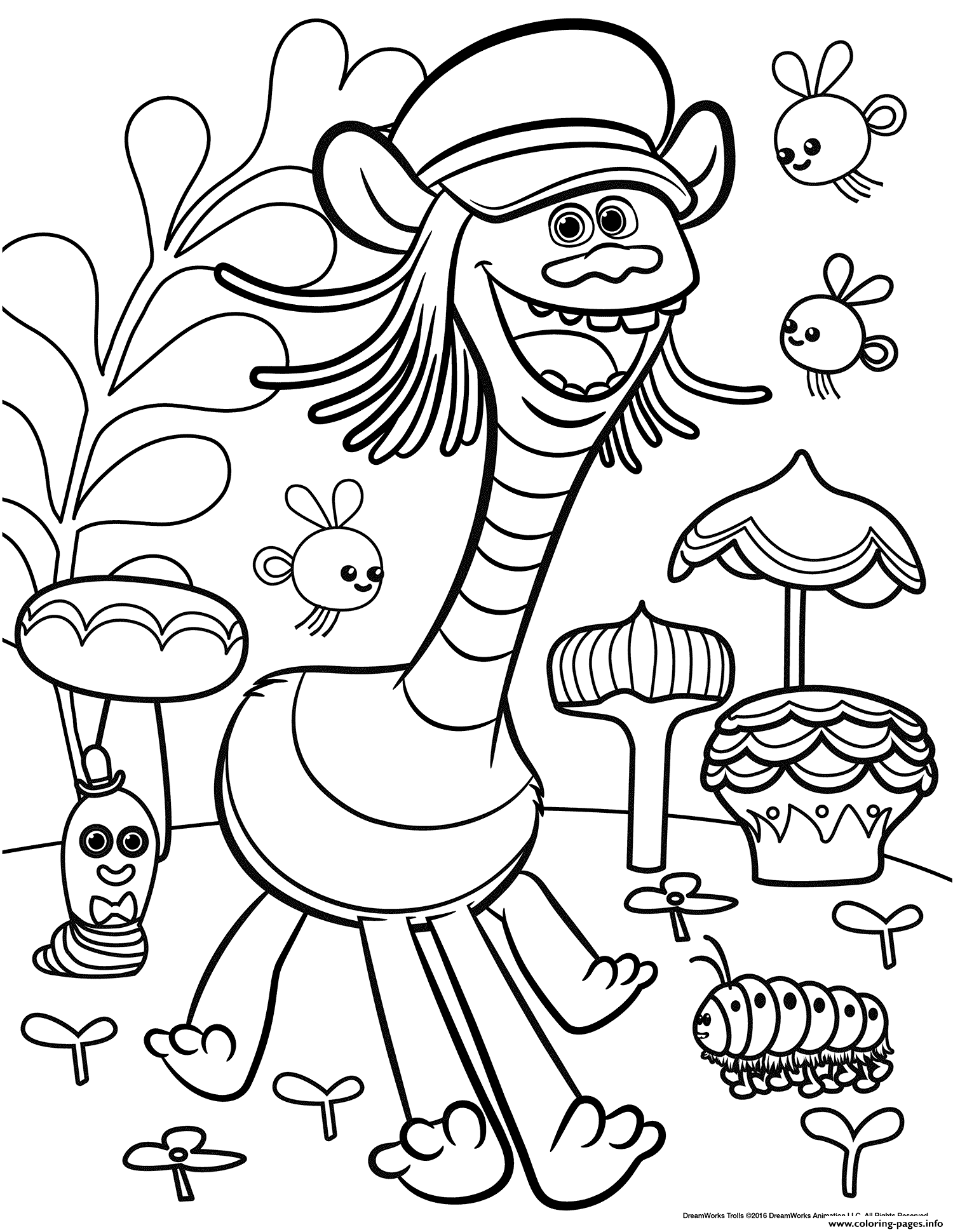 Trolls Movie color troll Coloring pages Printable