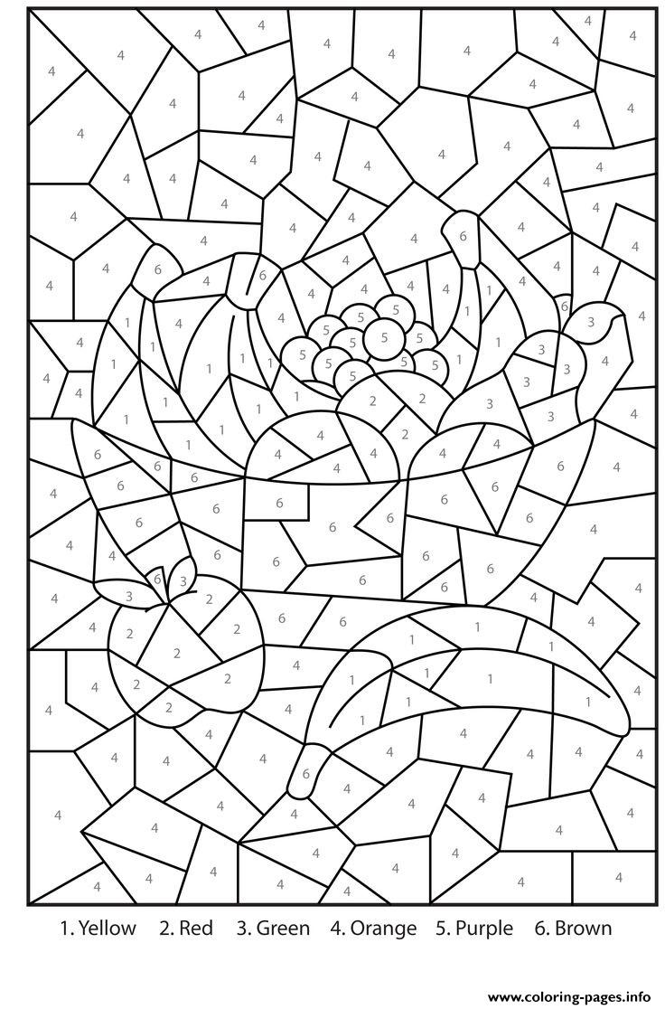 Color By Number For Adults Fruits Printables coloring pages