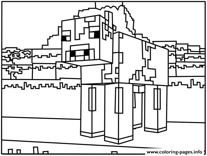 Minecraft Dog Coloring Pages Printable Dogs