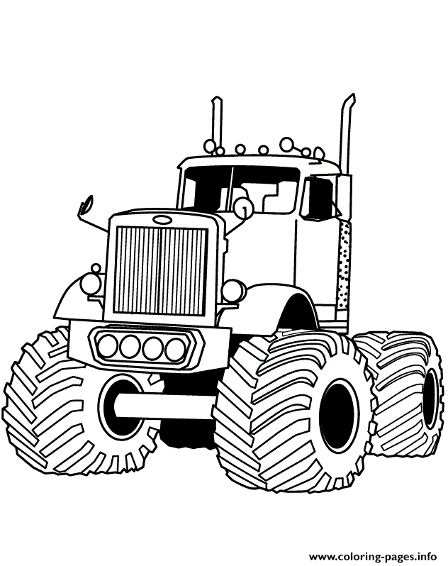 Big Rig Monster Truck For Boys Coloring Pages Printable