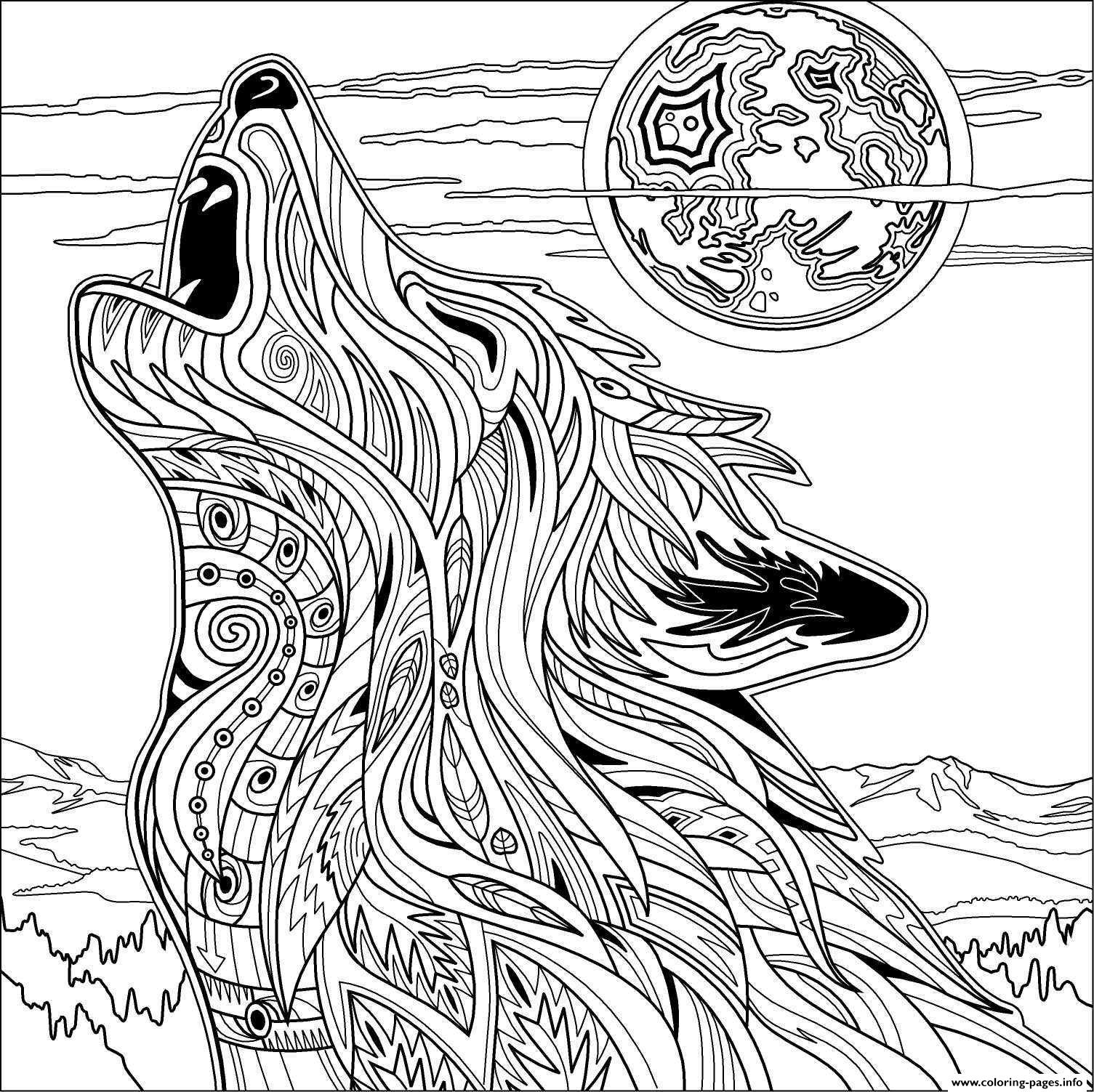 Wolf For Adult Coloring Pages Printable