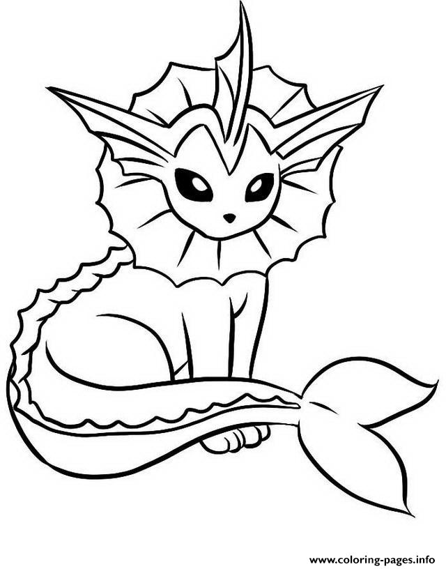 Vaporeon Eevee Pokemon Evolutions Coloring Pages Printable