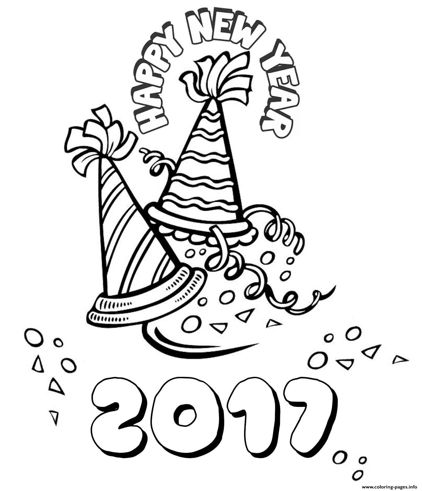 Happy New Year 2017 2 coloring pages