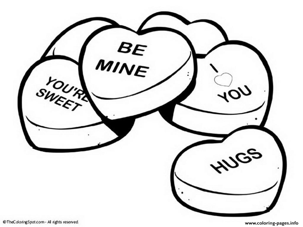 Valentine Day Cute Words Happy Heart Coloring Pages Printable Valentines