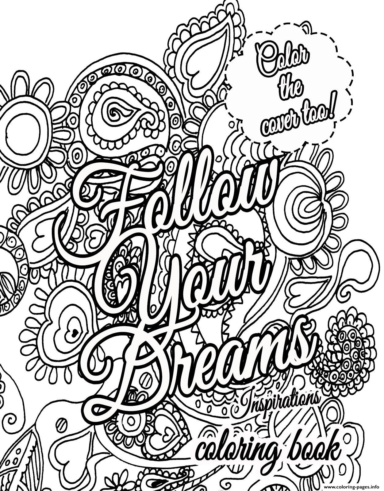 Quote Dream Adults Coloring Pages Printable Quotes