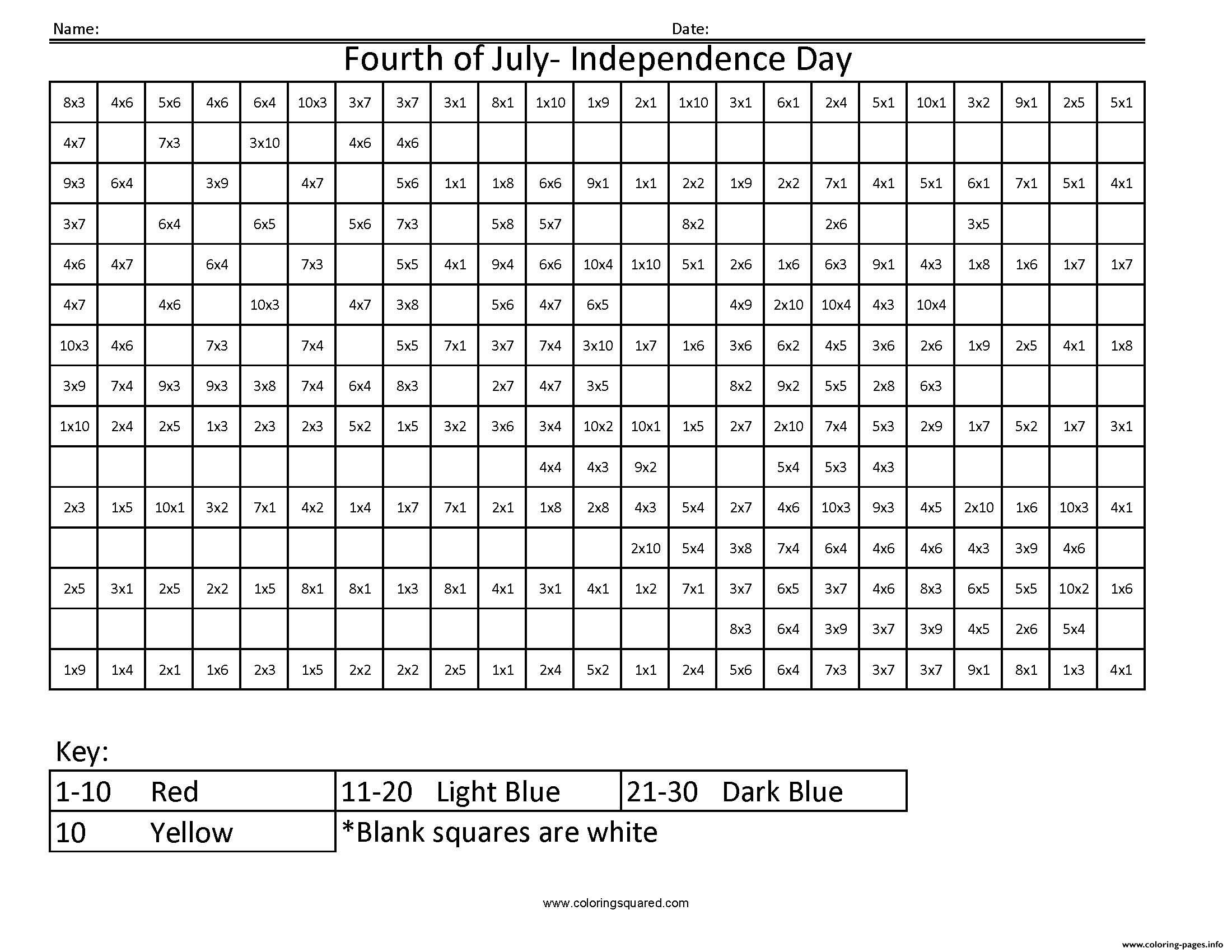 Christmas Fraction Coloring Worksheets Great Math Multiplication Color Fourth July