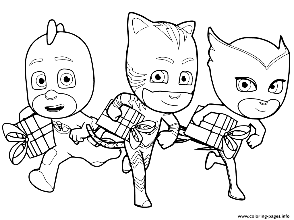 Holiday PJ Masks coloring pages