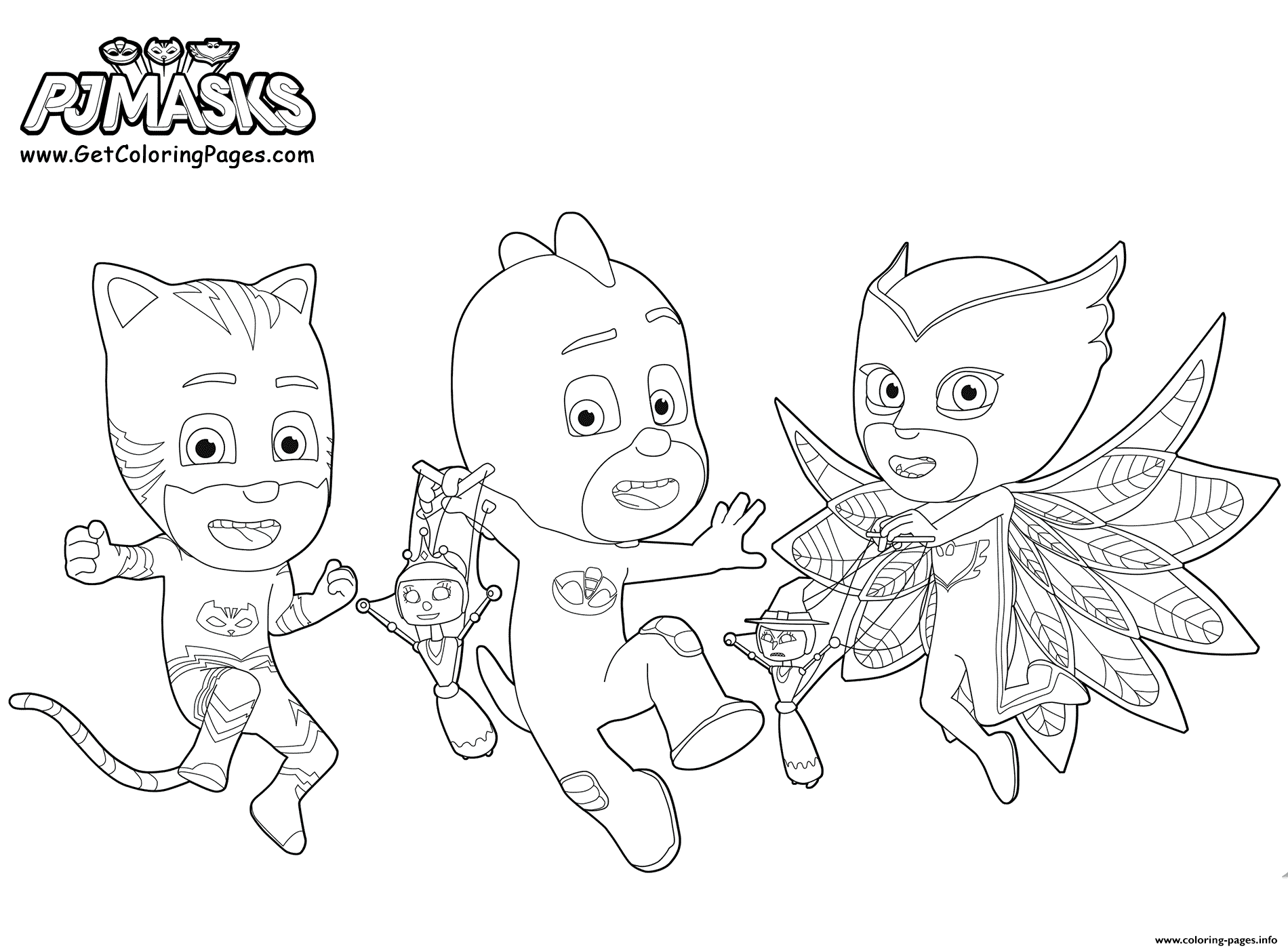 Printable PJ Masks Party coloring pages