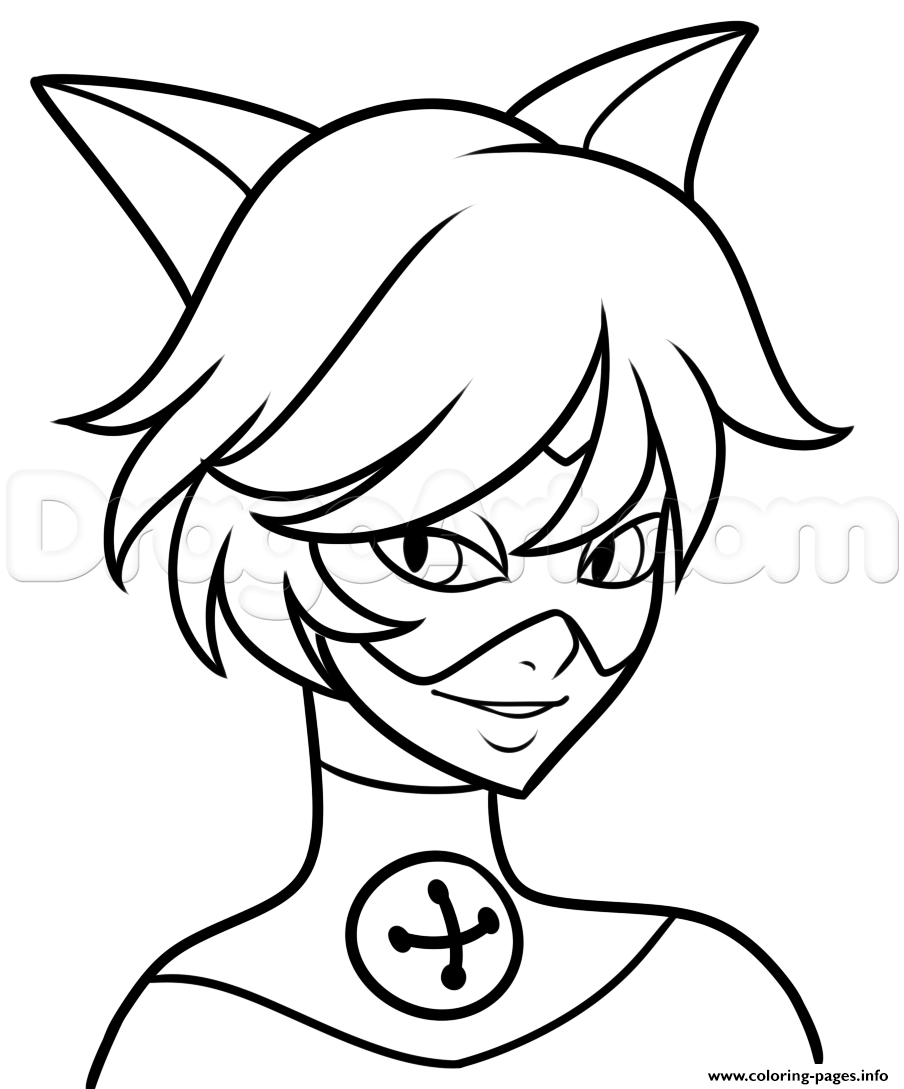 Cat Noir From Miraculous Ladybug Cute Coloring Pages Printable