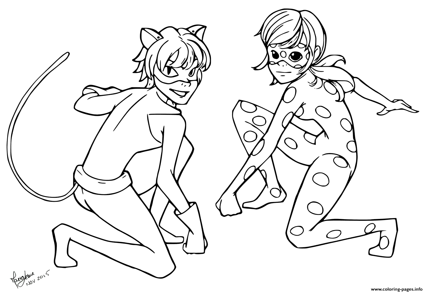 Miraculous Tales Of Ladybug Cat Noir Kids Coloring Pages Printable