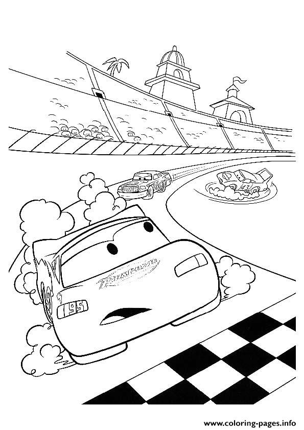 Cars Lightning McQueen In Racing A4 Disney Coloring Pages ...