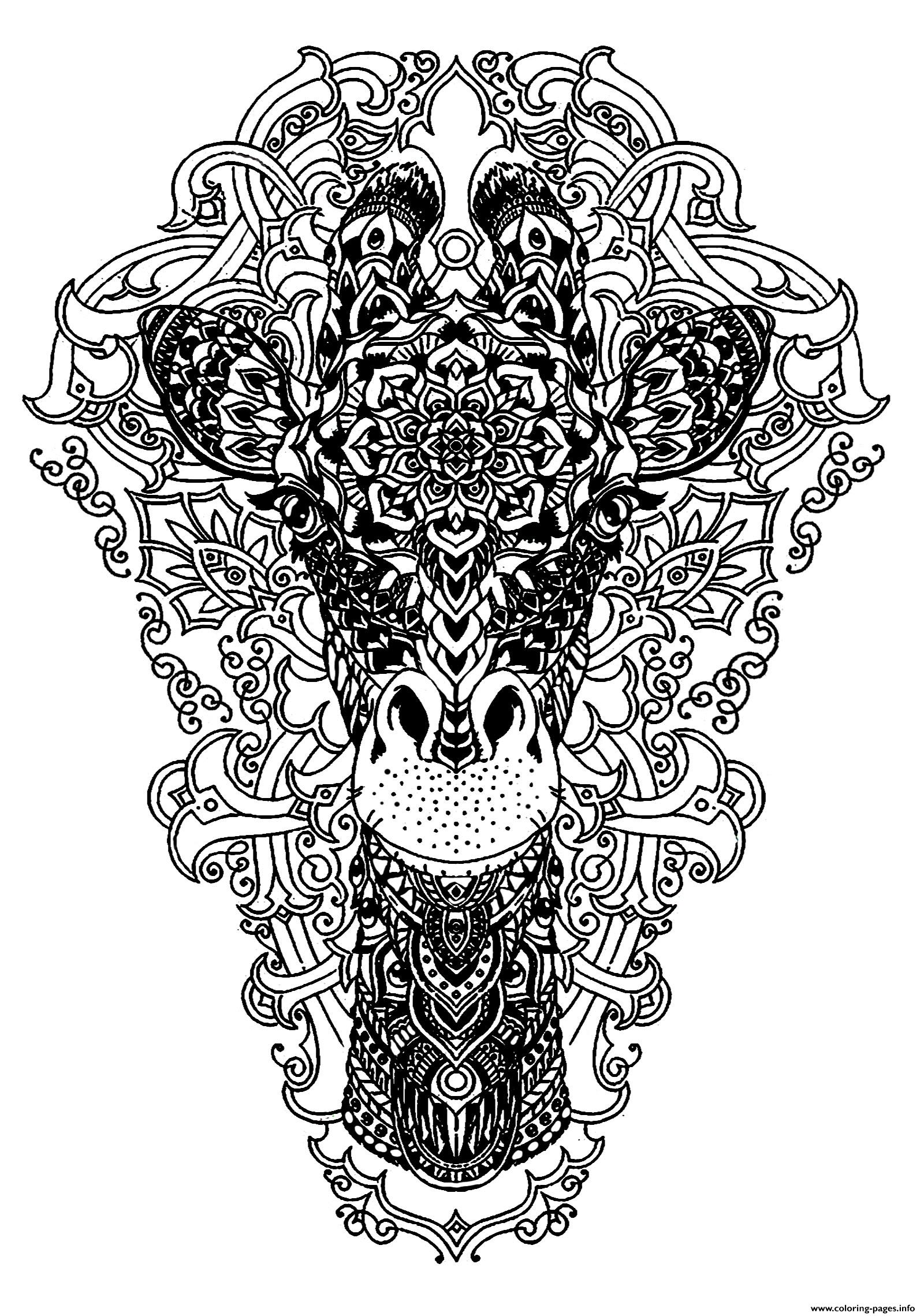 Advanced Animal Head Of A Giraffe Coloring Pages Printable