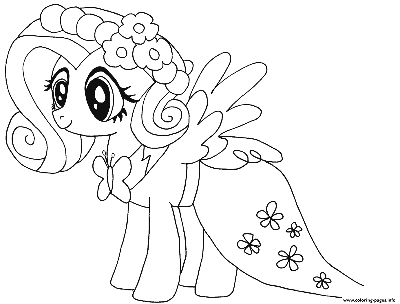 Cute Fluttershy My Little Pony Coloring Pages Printable