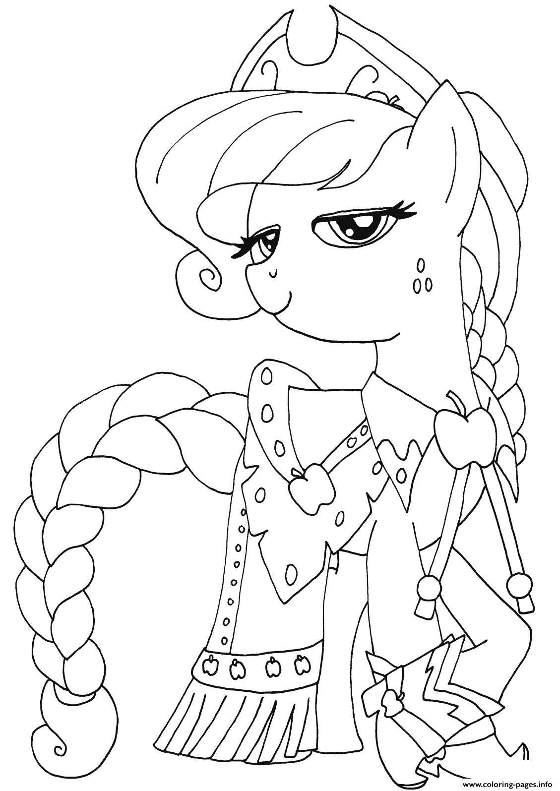 Princess Applejack Pony Coloring Pages Printable Mlp