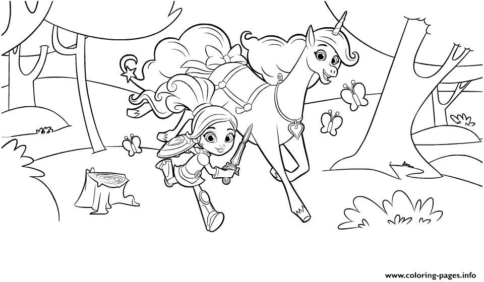 Nella Princess Knight Unicorn Forest Coloring Pages