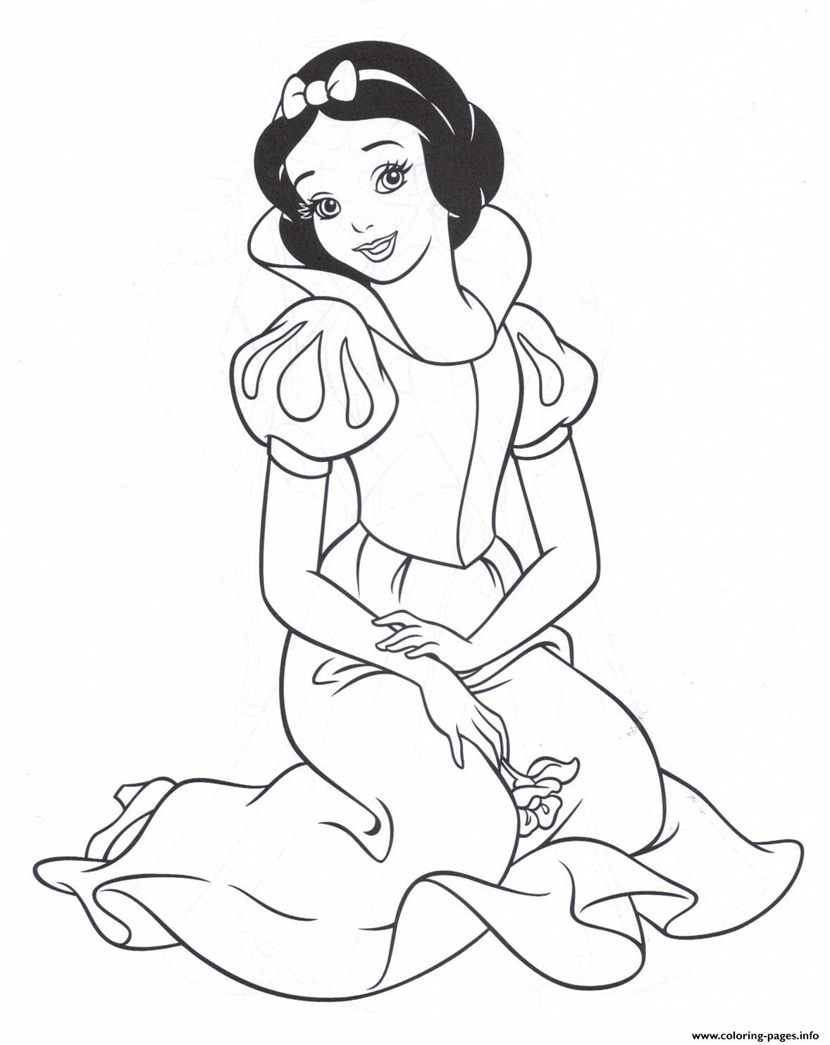 Snow White Easy Girl Princess Coloring Pages Printable