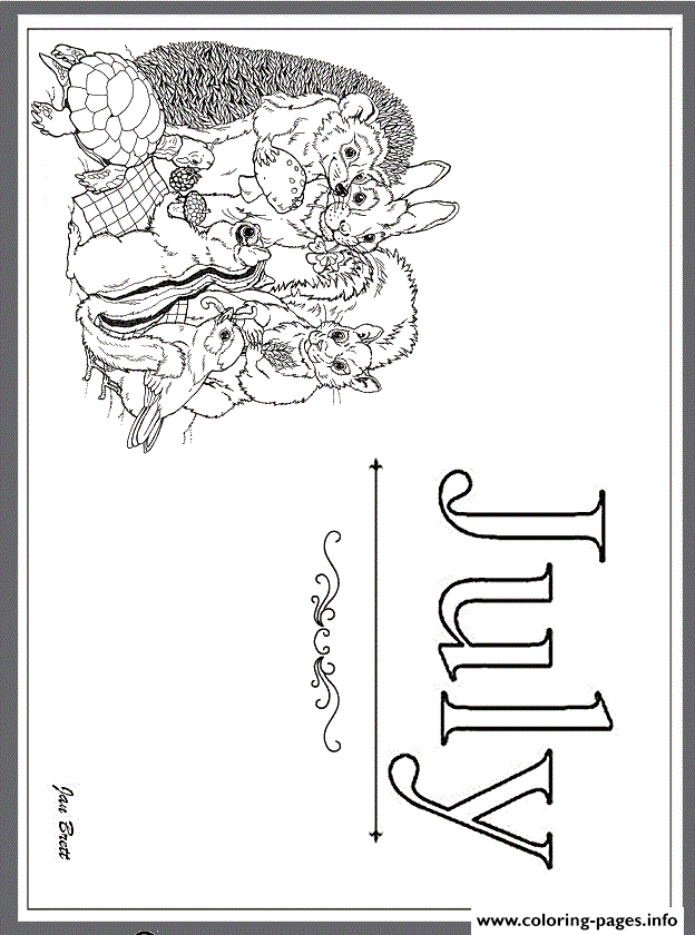 Months Of The Year July By Jan Brett Coloring Pages Printable