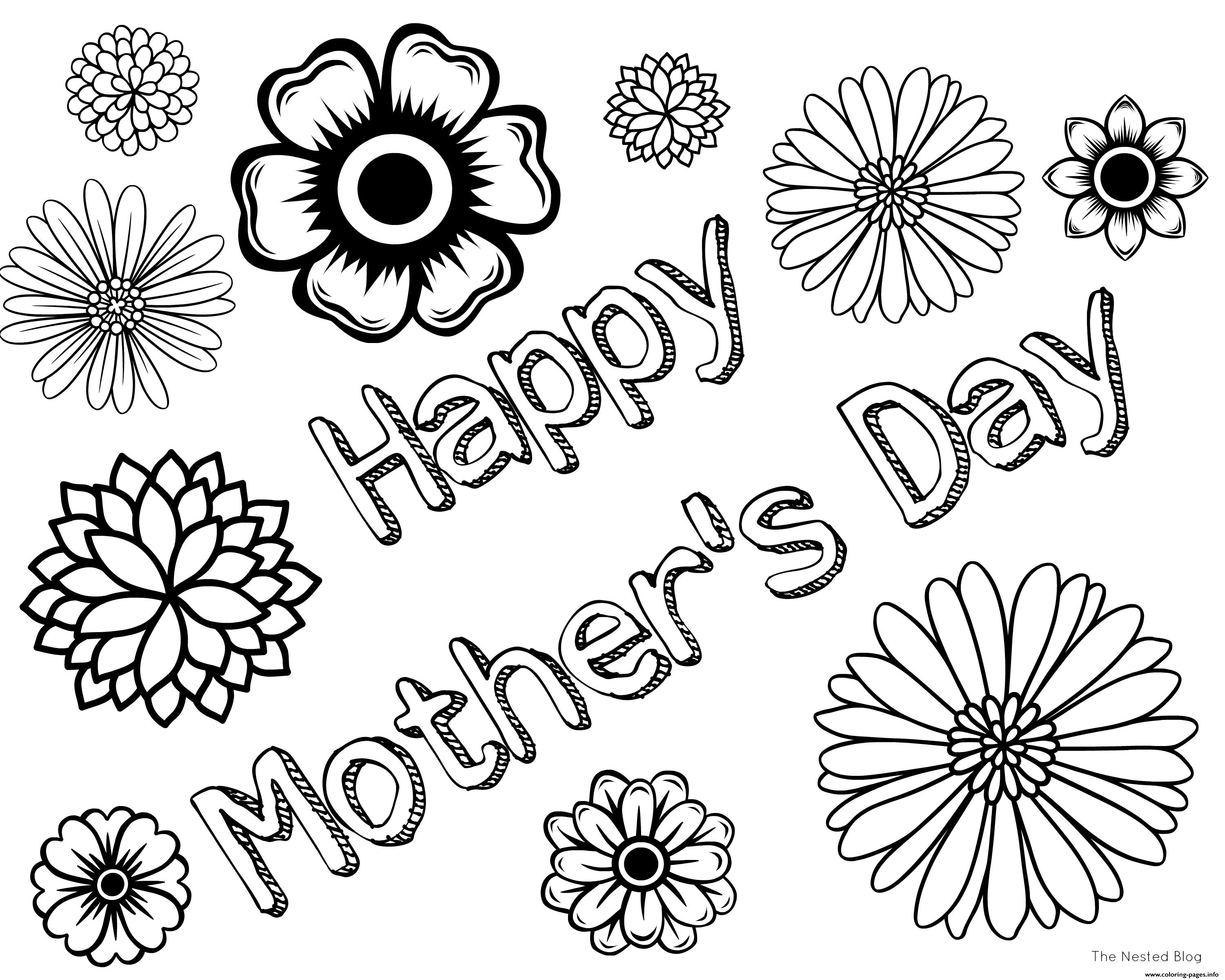 Free Mothers Day Happy Coloring Pages Printable