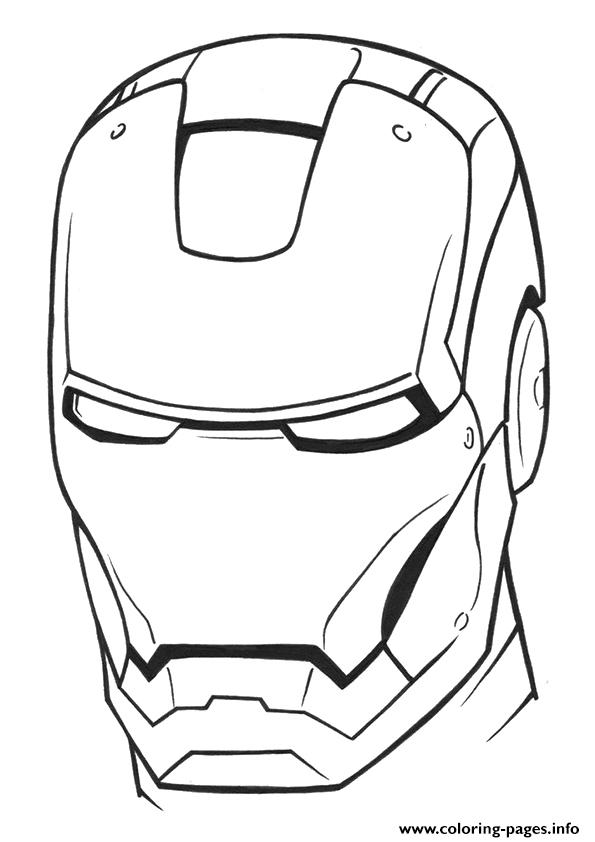 Iron Man Helmet A4 Avengers Marvel Coloring Pages Printable