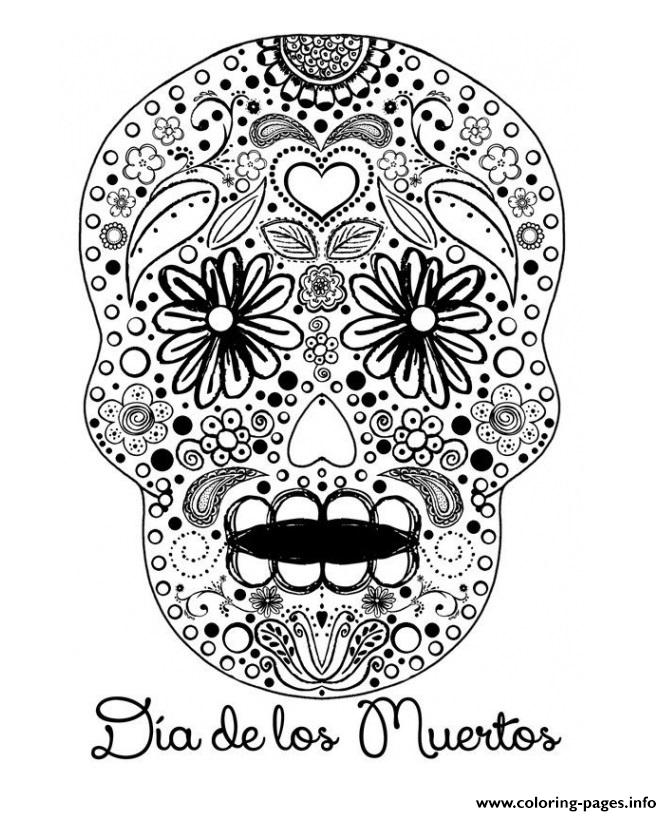 Sweet Sugar Skull Dia De Los Muertos Calavera Coloring Pages Printable