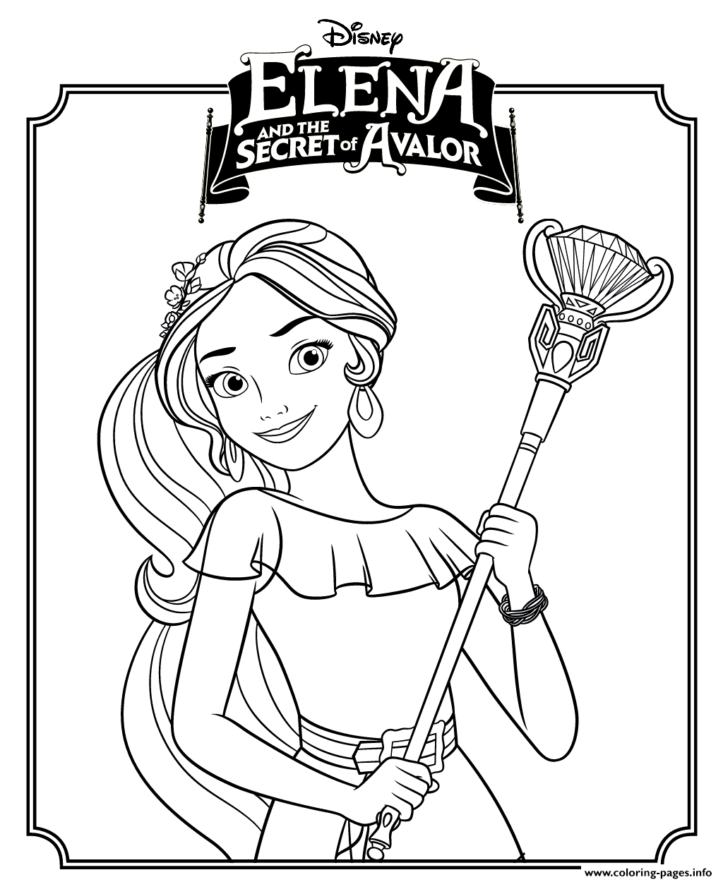 Elena Secret Avalor Disney Princess Coloring Pages
