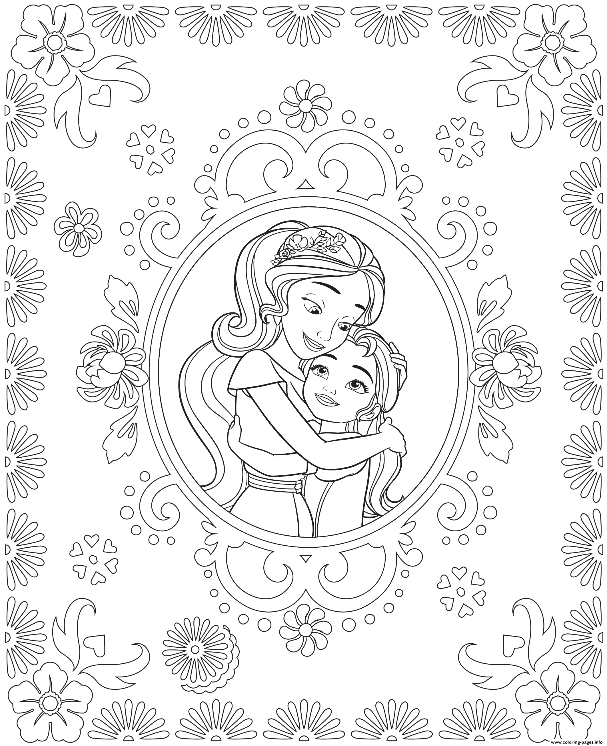 Print Princess Elena of Avalor and Sister Isabel Colouring Page coloring pages