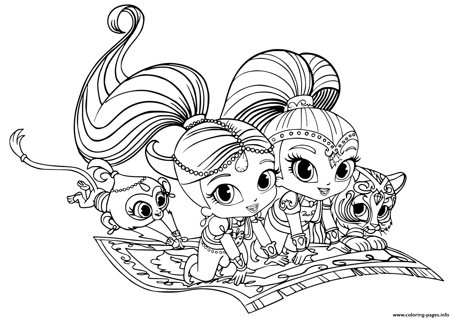 Shimmer and Shine Pets coloring pages