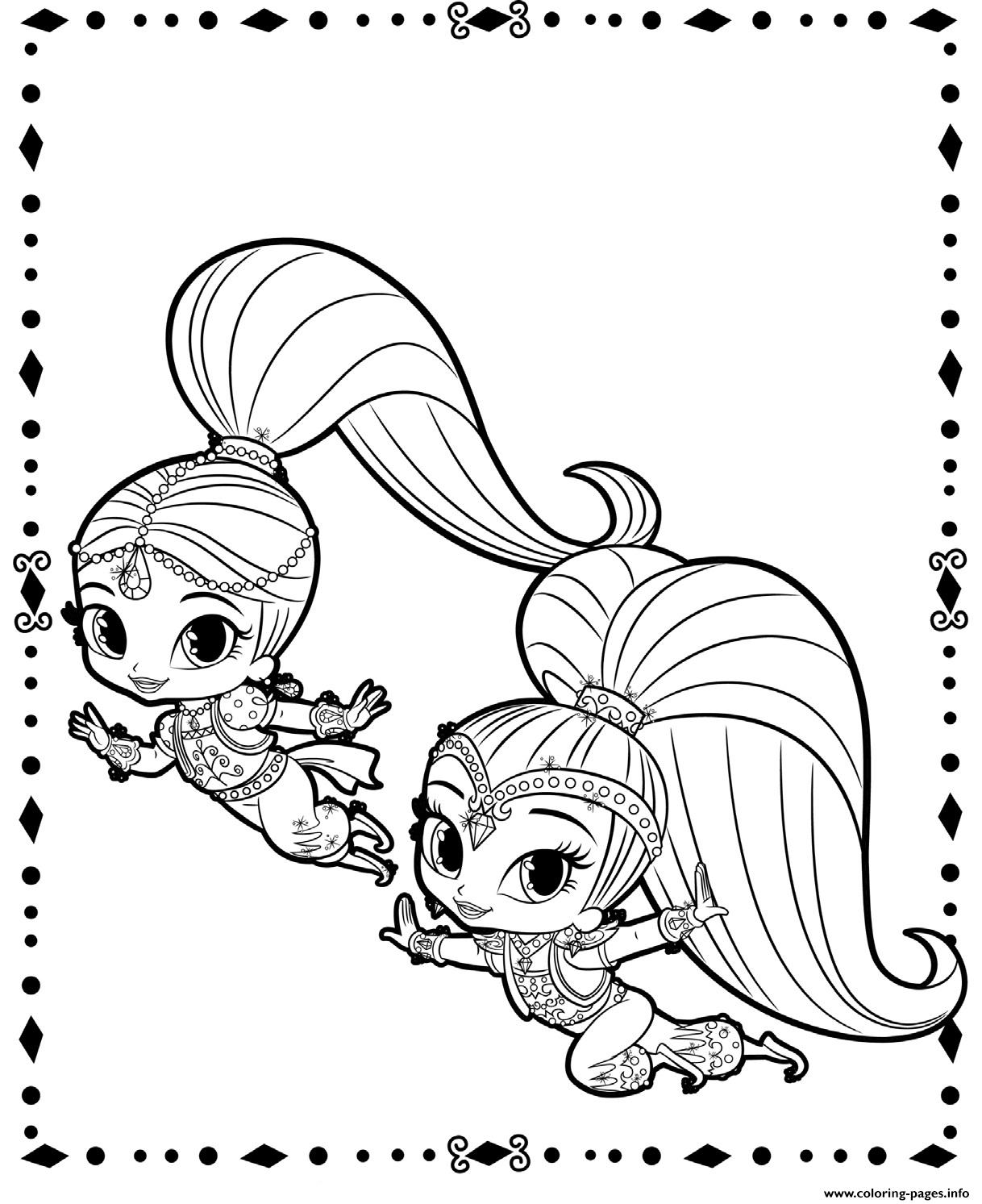 Fluing Genies Shimmer And Shine coloring pages