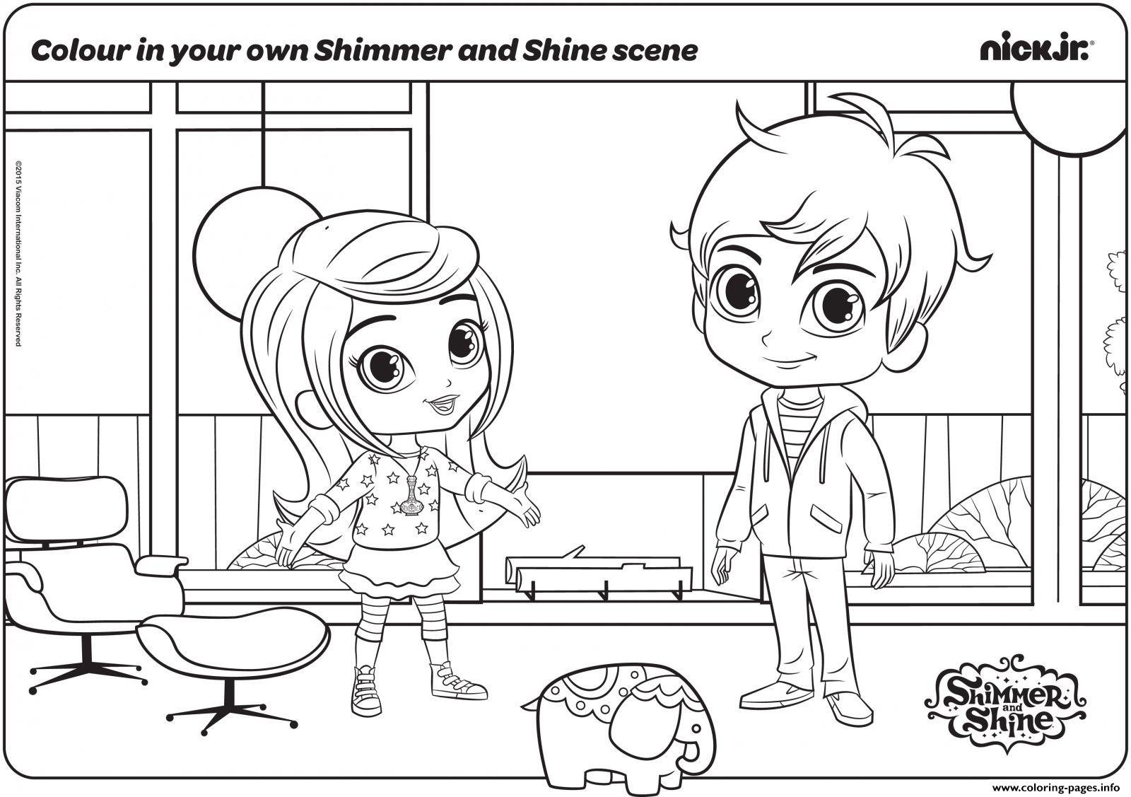 Colour in your own Shimmer and Shine Scene coloring pages