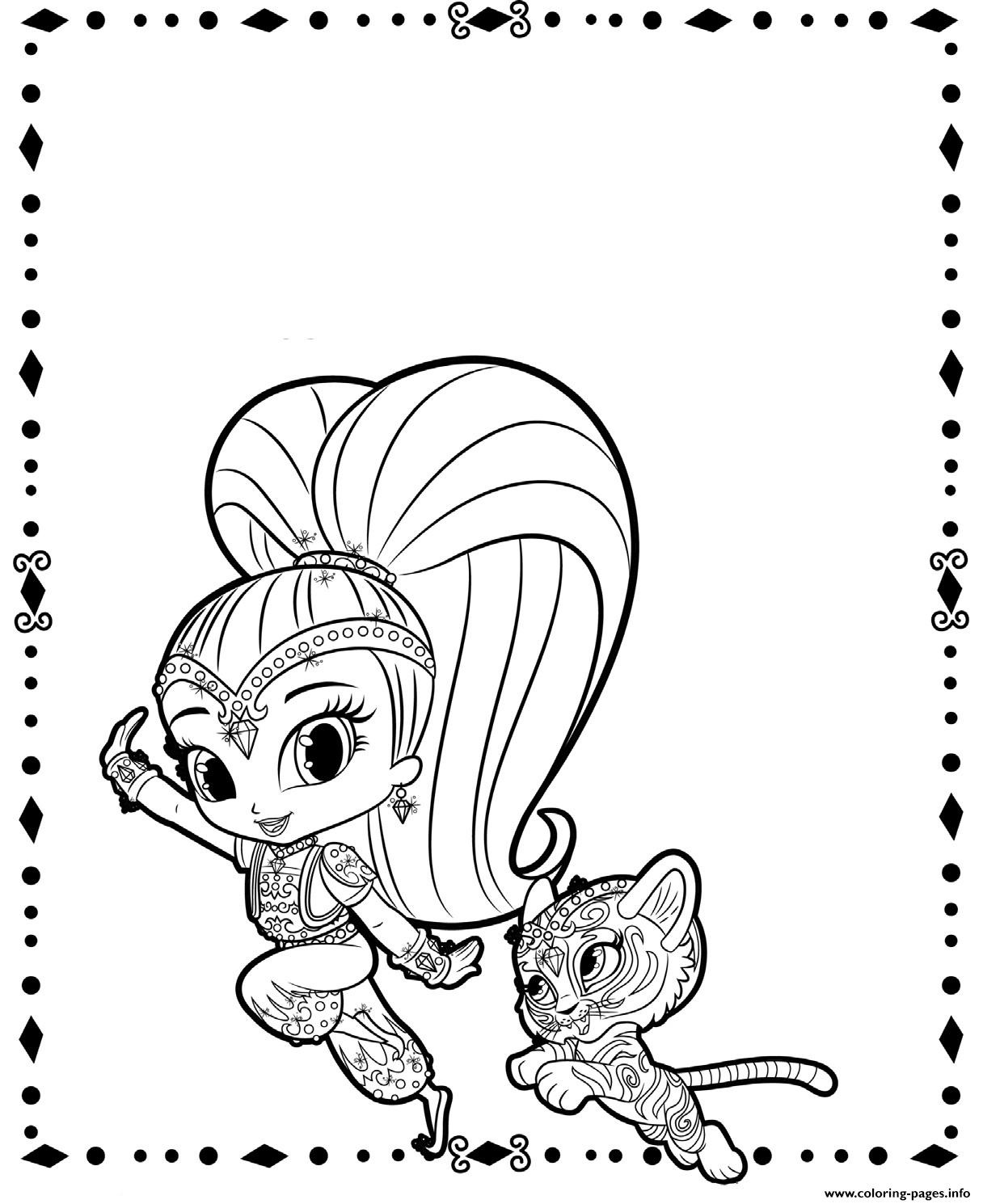 Shine And Tiger From Shimmer And Shine coloring pages