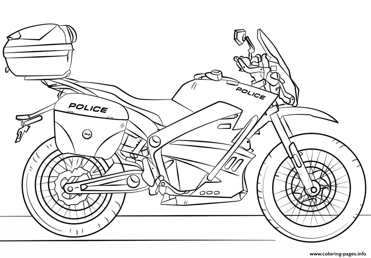 Police Car Coloring Pages Free Printable Moto Motorcycle Easy
