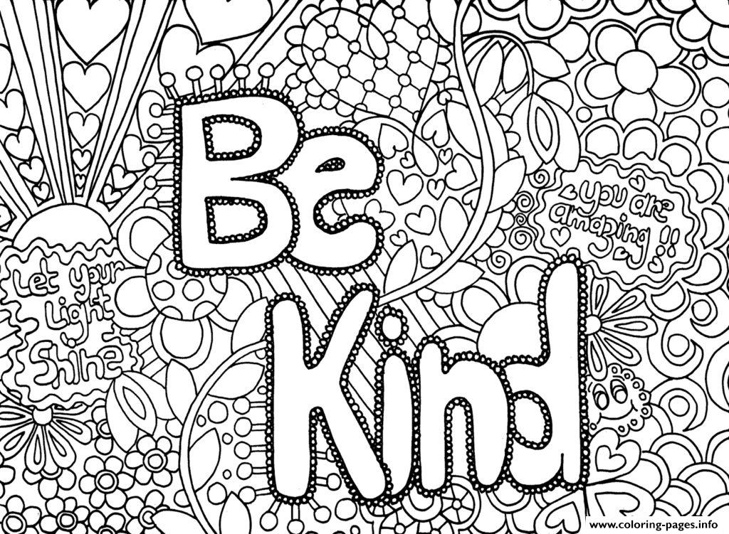 Be Kind Word Coloring Pages Printable